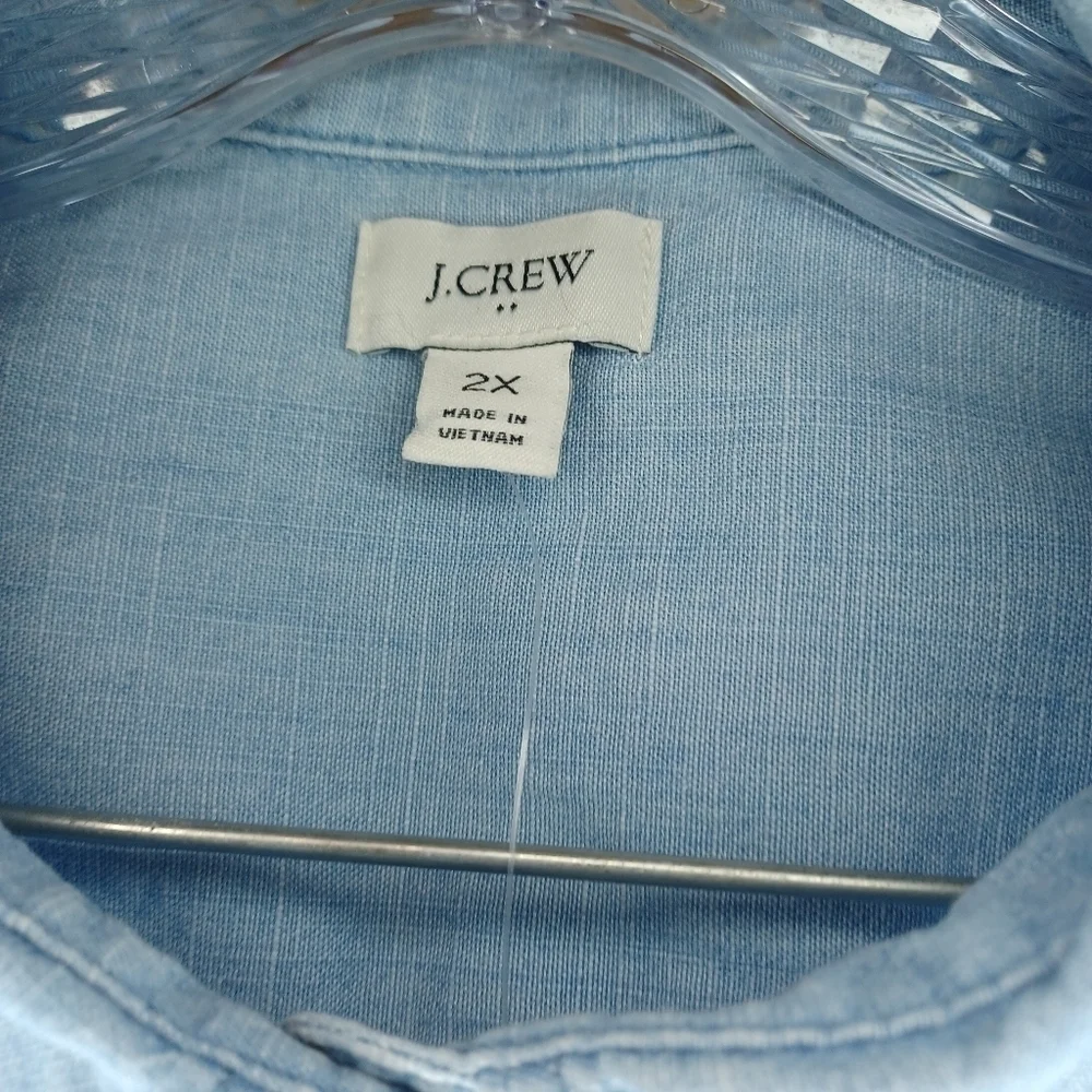 J.Crew Factory Women's Chambray Button-Down Classic Preppy Sleeveless Top NWT